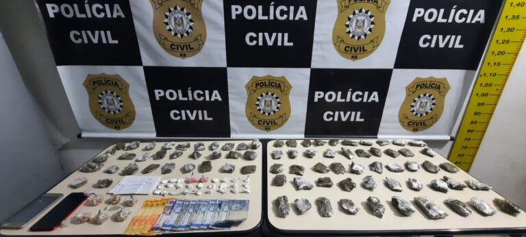 POLÍCIA CIVIL PRENDE SUSPEITO E APREENDE RELEVANTE QUANTIDADE DE DROGAS EM GRAMADO