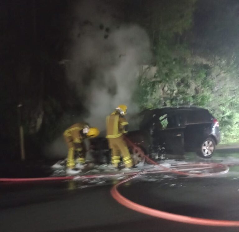 Foto autromovel pega fogo na RS 115