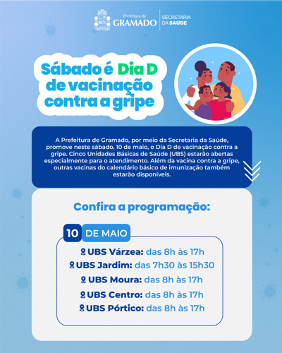 Foto Gramado terá Dia D de vacinação contra a gripe neste sábado (10)