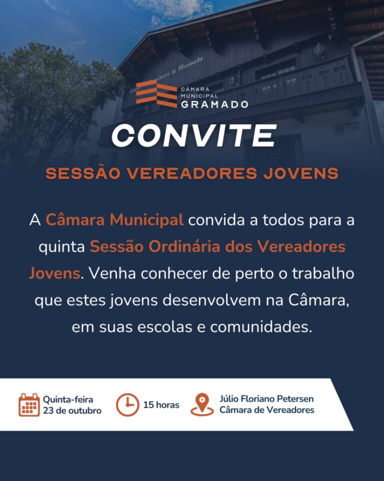 Câmara de Gramado promove mais uma sessão dos Vereadores Jovens nesta quinta-feira